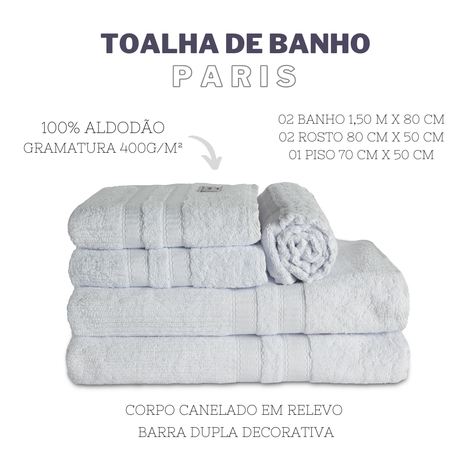 Jogo de Banho Paris | 400g/m2 | Kit 5 Peças | Branco