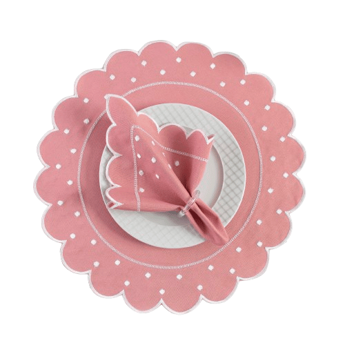 Jogo Americano Poá | Rosê | Kit 12 Pçs 6 Lugares