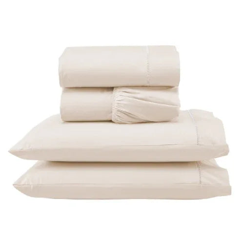 Jogo de Lençol 4 Pçs Ponto Palito | 300 Fios | Casal Queen | Palha - Linhas & Lares