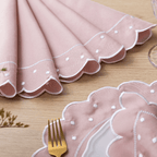 Jogo Americano Poá | Rosê | Kit 12 Pçs 6 Lugares