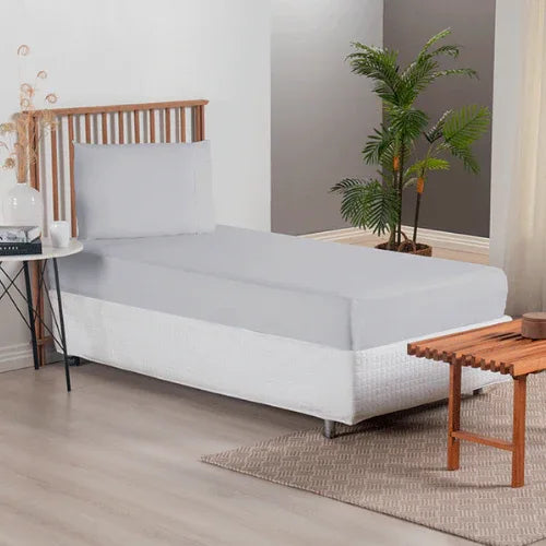 Jogo de Lençol Simples 2 Pçs com Elástico | 300 Fios | Solteiro | Cinza - Linhas & Lares