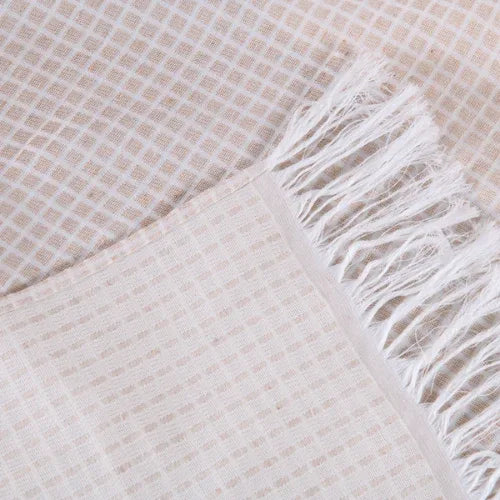 Manta para Cama/Sofá/Poltrona Grid Jacquard | Palha - Linhas & Lares