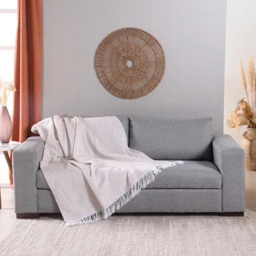 Manta para Cama/Sofá/Poltrona Grid Jacquard | Palha - Linhas & Lares