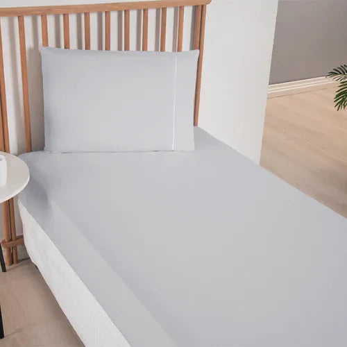 Jogo de Lençol Simples 2 Pçs com Elástico | 300 Fios | Solteiro | Cinza - Linhas & Lares