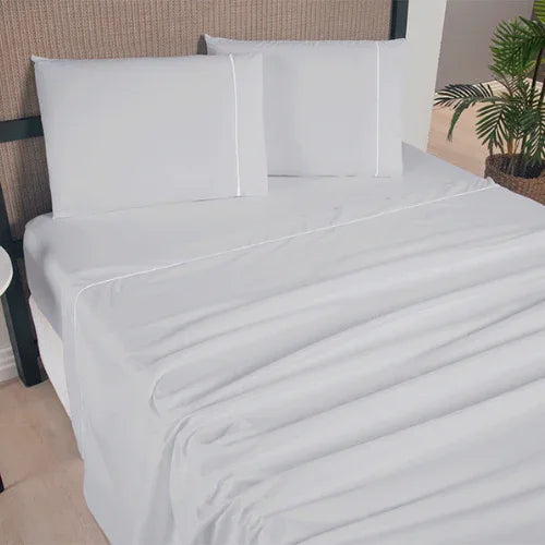 Jogo de Lençol 4 Pçs Ponto Palito | 300 Fios | Casal Padrão | Cinza - Linhas & Lares