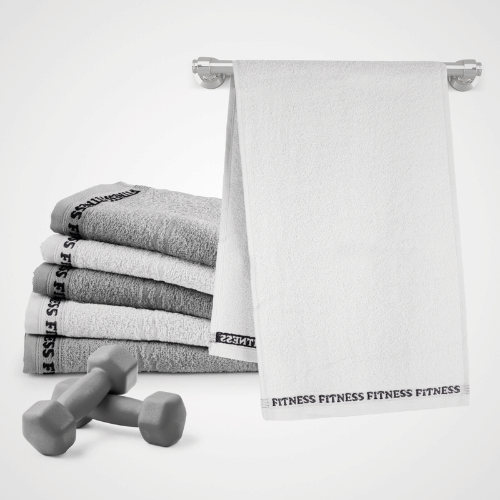 Kit 6 Toalhas Fitness SportFlex Grafite & Branco