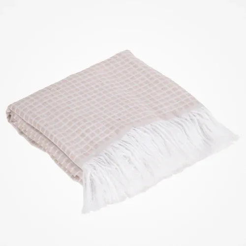 Manta para Cama/Sofá/Poltrona Grid Jacquard | Palha - Linhas & Lares