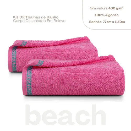Duo Toalha Praia e Piscina Beach Pink - Linhas & Lares