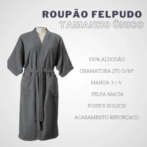 Roupão Comfort Touch Chumbo - Linhas & Lares