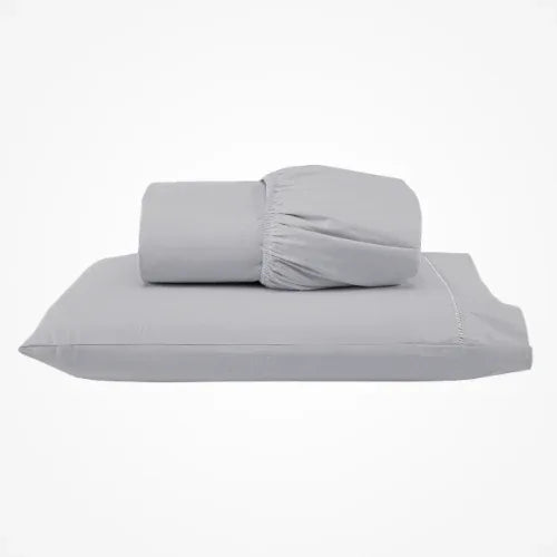 Jogo de Lençol Simples 2 Pçs com Elástico | 300 Fios | Solteiro | Cinza - Linhas & Lares