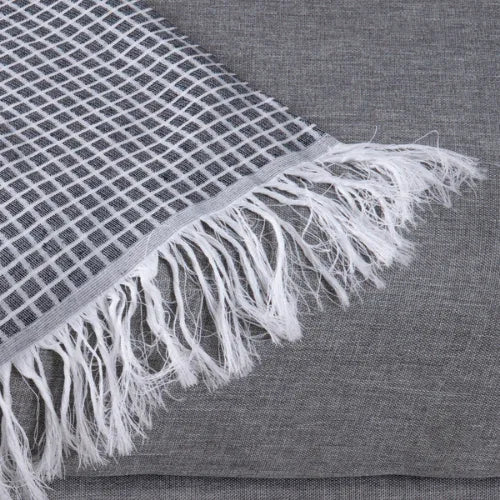 Manta para Cama/Sofá/Poltrona Grid Jacquard | Grafite - Linhas & Lares