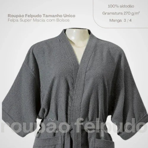 Roupão Comfort Touch Chumbo - Linhas & Lares
