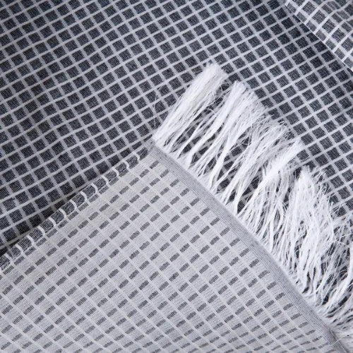 Manta para Cama/Sofá/Poltrona Grid Jacquard | Grafite - Linhas & Lares