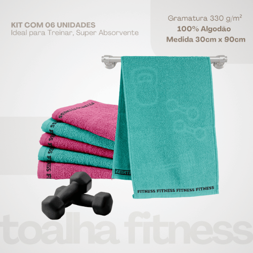 Kit 6 Toalhas Fitness SportFlex Azul & Pink