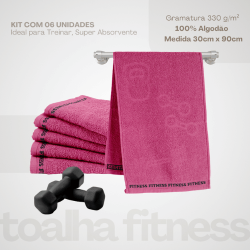 Kit 6 Toalhas Fitness SportFlex Pink