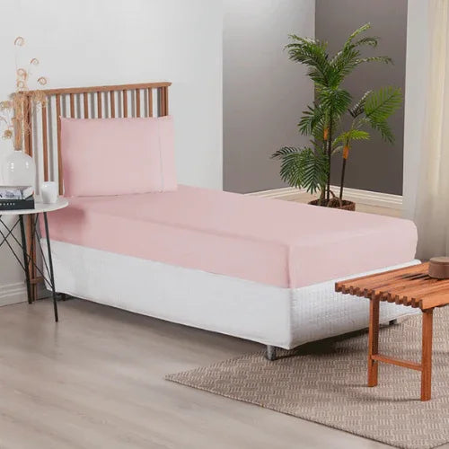 Jogo de Lençol Simples 2 Pçs com Elástico | 300 Fios | Solteiro | Rosê - Linhas & Lares