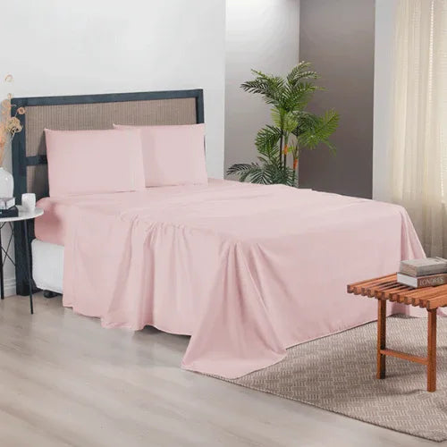 Jogo de Lençol 4 Pçs Ponto Palito | 300 Fios | Casal Queen | Rosê - Linhas & Lares