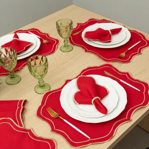 Jogo Americano Accord | 12 peças | 6 lugares | Tomate - Linhas & Lares