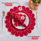 Jogo Americano Poá | Vermelho | Kit 12 Pçs 6 Lugares