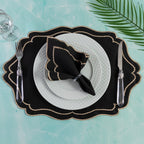 Jogo Americano Bordado Royale | Preto | Kit 12 Pçs | 6 Lugares