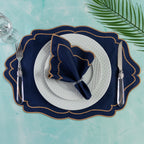 Jogo Americano Bordado Royale | Marinho | Kit 12 Pçs | 6 Lugares