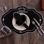 Jogo Americano Churras | Preto | Kit 12 Pçs 6 Lugares