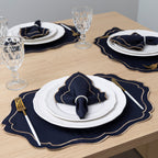 Jogo Americano Bordado Royale | Marinho | Kit 12 Pçs | 6 Lugares