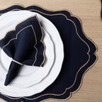 Jogo Americano Bordado Royale | Marinho | Kit 12 Pçs | 6 Lugares