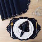 Jogo Americano Bordado Royale | Marinho | Kit 12 Pçs | 6 Lugares