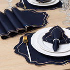 Jogo Americano Bordado Royale | Marinho | Kit 12 Pçs | 6 Lugares