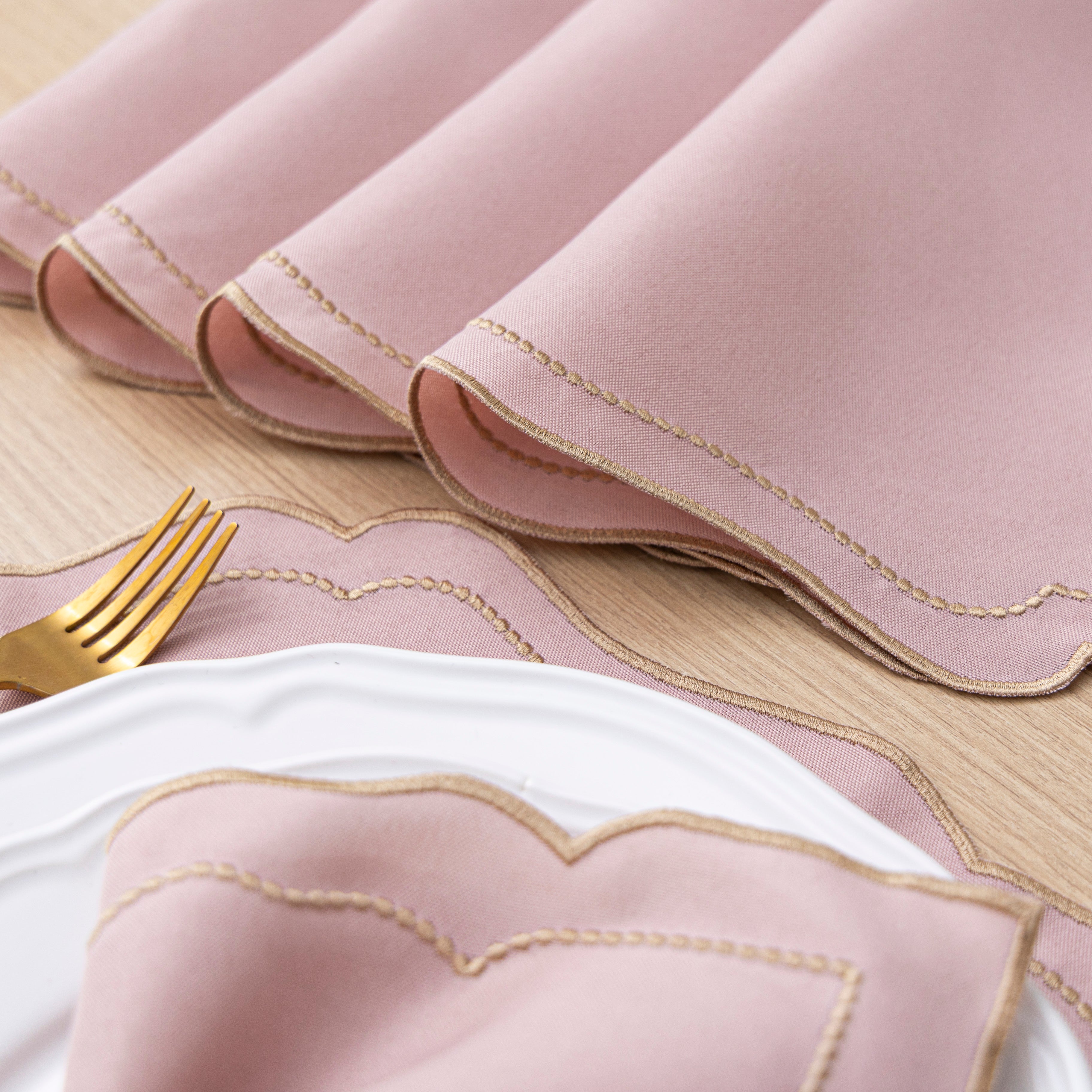 Jogo Americano Bordado Royale | Rosê | Kit 12 Pçs | 6 Lugares