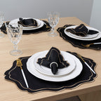 Jogo Americano Bordado Royale | Preto | Kit 12 Pçs | 6 Lugares