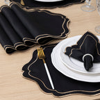 Jogo Americano Bordado Royale | Preto | Kit 12 Pçs | 6 Lugares