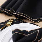 Jogo Americano Bordado Royale | Preto | Kit 12 Pçs | 6 Lugares