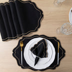 Jogo Americano Bordado Royale | Preto | Kit 12 Pçs | 6 Lugares