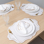 Jogo Americano Bordado Royale | Marfim | Kit 12 Pçs | 6 Lugares