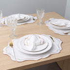 Jogo Americano Bordado Royale | Marfim | Kit 12 Pçs | 6 Lugares