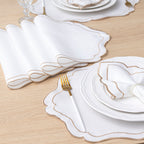 Jogo Americano Bordado Royale | Marfim | Kit 12 Pçs | 6 Lugares