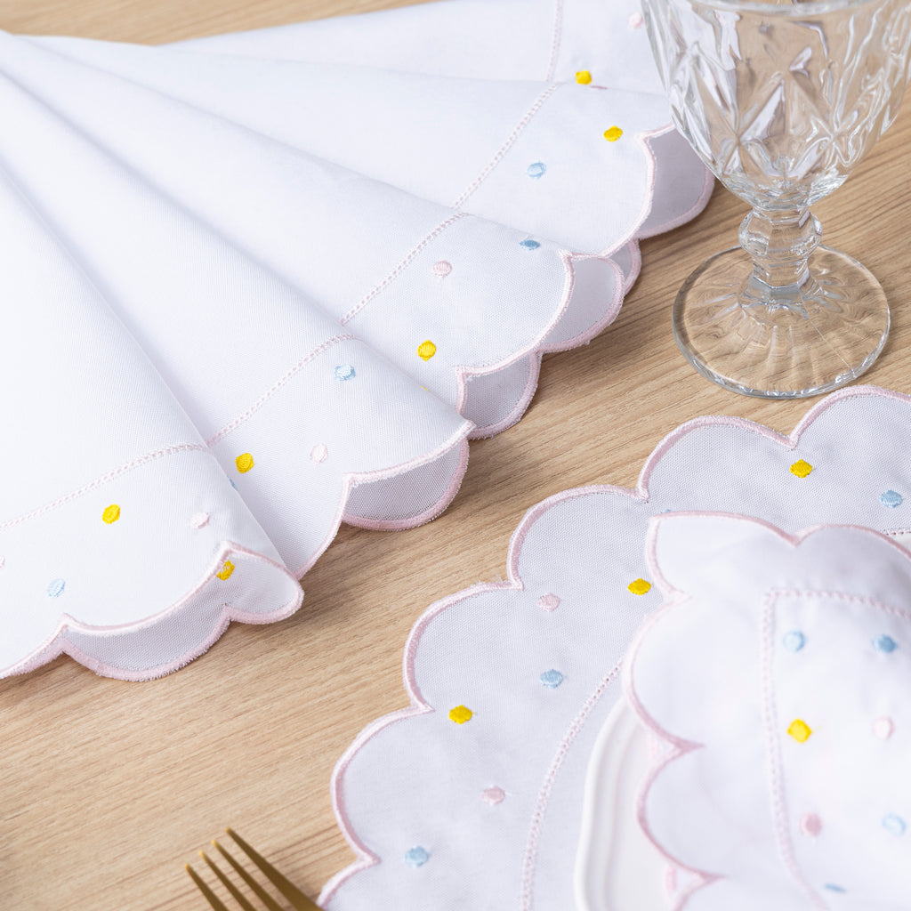 Jogo Americano Poá | Rosa | Kit 12 Pçs 6 Lugares