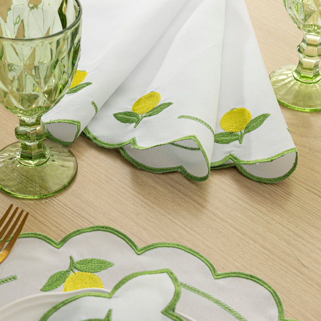 Jogo Americano Limão Siciliano | Branco | Kit 12 Pçs 6 Lugares (Cópia)