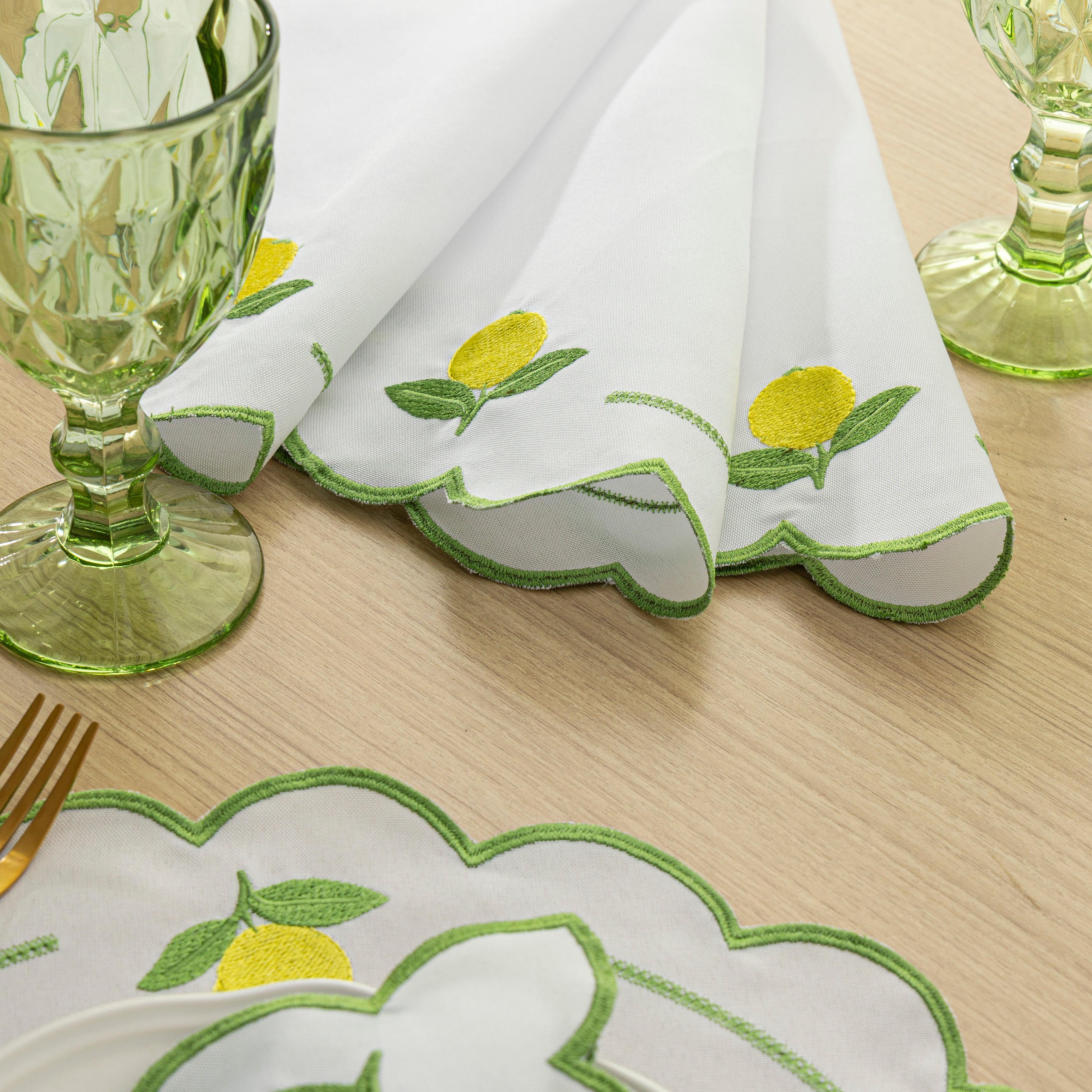 Jogo Americano Limão Siciliano | Branco | Kit 12 Pçs 6 Lugares (Cópia)