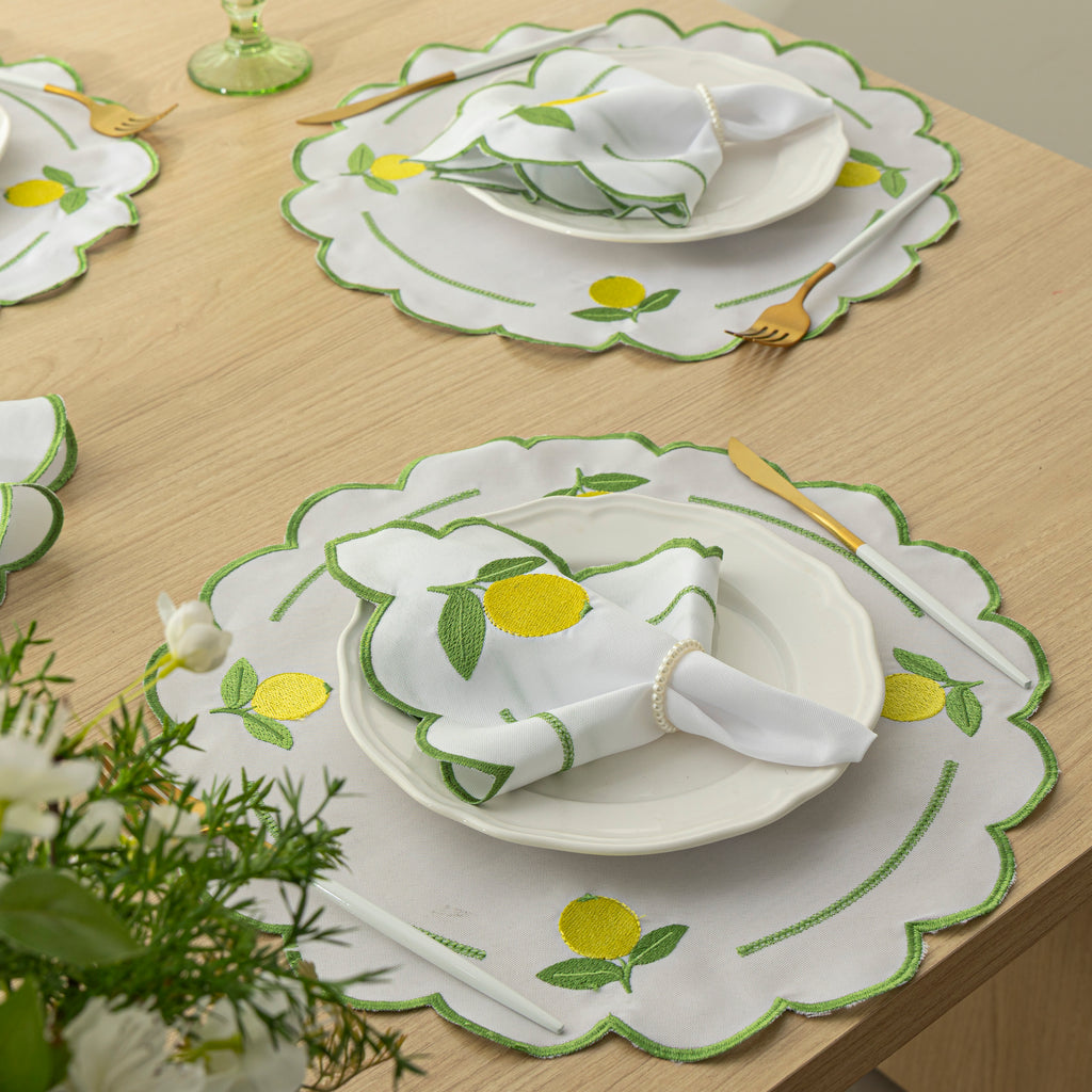 Jogo Americano Limão Siciliano | Branco | Kit 12 Pçs 6 Lugares (Cópia)