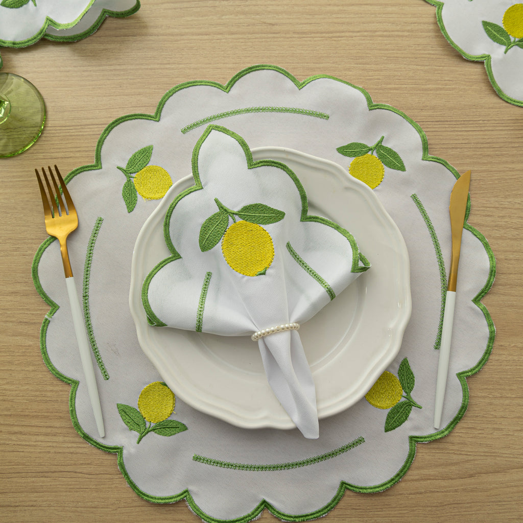 Jogo Americano Limão Siciliano | Branco | Kit 12 Pçs 6 Lugares (Cópia)