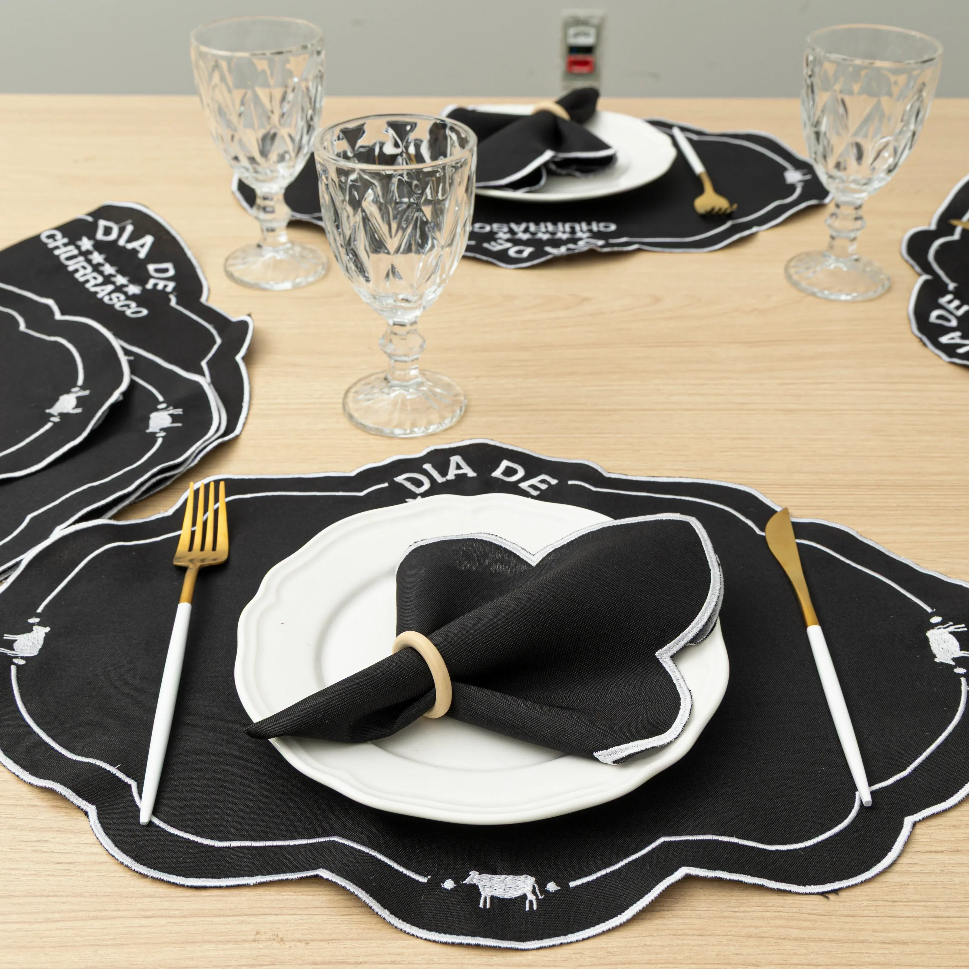 Jogo Americano Churras | Kit 12 Pçs 6 Lugares - Linhas & Lares