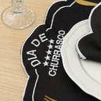 Jogo Americano Churras | Preto | Kit 12 Pçs 6 Lugares