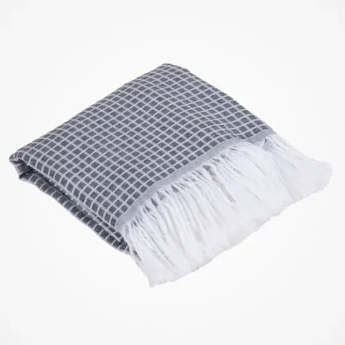 Manta para Cama/Sofá/Poltrona Grid Jacquard | Grafite - Linhas & Lares
