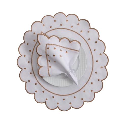 Jogo Americano Poá | Marfim | Kit 12 Pçs 6 Lugares