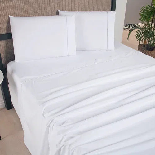 Jogo de Lençol 4 Pçs Ponto Palito | 300 Fios | Casal Padrão | Branco - Linhas & Lares
