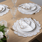 Jogo Americano Poá | Marfim | Kit 12 Pçs 6 Lugares