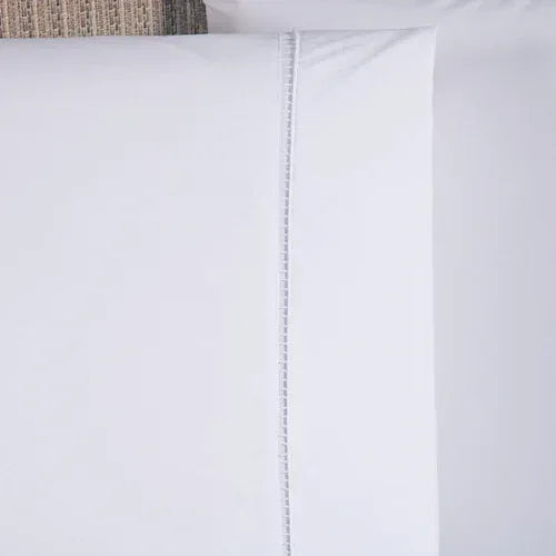 Jogo de Lençol 4 Pçs Ponto Palito | 300 Fios | Casal Queen | Branco - Linhas & Lares